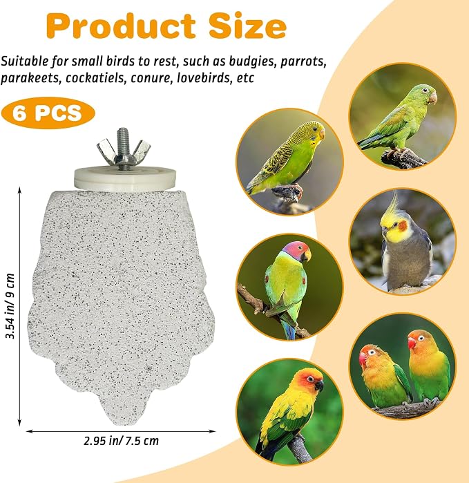 PINVNBY 6 PCS Bird Perch Parrot Beak Grinding Stone Calcium Mineral Parrot - Image 2