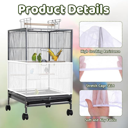 Adjustable Bird Cage Cover, 41-67‘’Bird Cage Seed Catcher Guard White Soft Airy - Image 3
