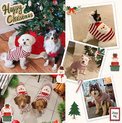 Dog Christmas Sweater Xmas Pet Clothes Cute Striped Santa Claus Costume Holiday - Image 7