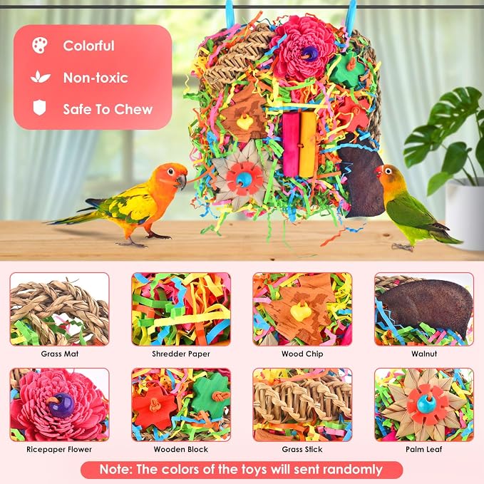 KATUMO Bird Toys, Parakeet Toys Bird Grass Mat Parrot Shredder Toys Lovebird - Image 3