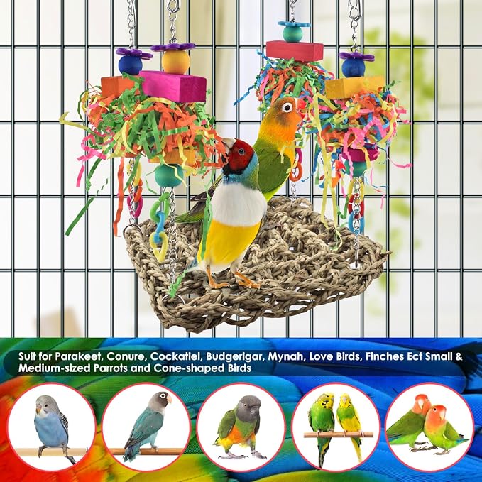 KATUMO Conure Toys, Bird Grass Swing Mat Parrot Climbing Hammock - Image 5