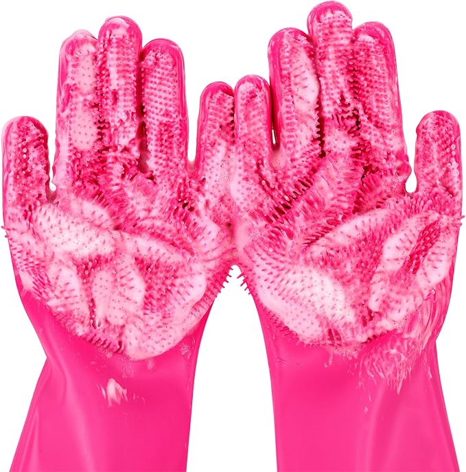 Pecute Pet Grooming Gloves Large, Heat Resistant Dog Washing Gloves by pecute