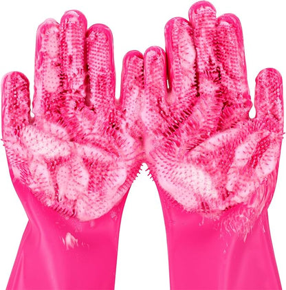 Pecute Pet Grooming Gloves Large, Heat Resistant Dog Washing Gloves by pecute