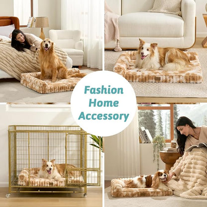 Cute Dog Bed, Faux Rabbit Fur Orthopedic Foam Dog Bed - Image 3