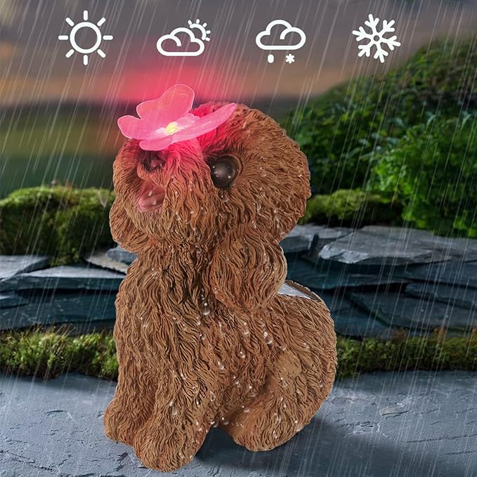 Dog Statues Outdoor Decor, Solar Lights Outdoor Statue Garden Decorations Solar - Image 4