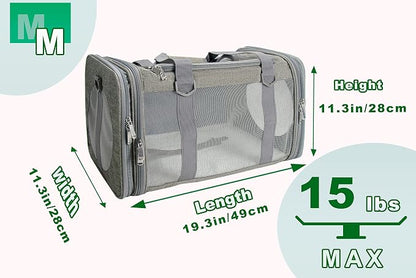 Soft-Sided Pet Carrier for Cats Small Dogs of 15 Lbs Medium Grey - Image 4