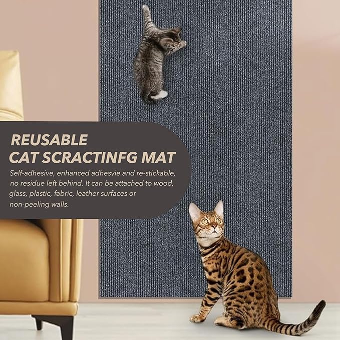 78.7"X15.8" Cat Scratching Mat, Self-Adhesive Cat Scratch Carpet, DIY Cats - Image 5