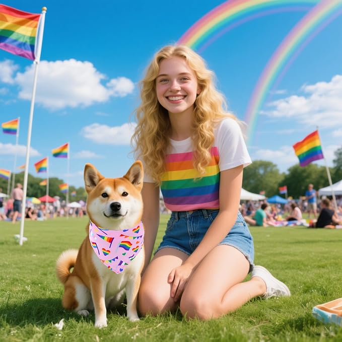 30 Pcs Rainbow Small Dog Bandanas Bulk 25 Inch Pride Dog Bandanas - Image 6