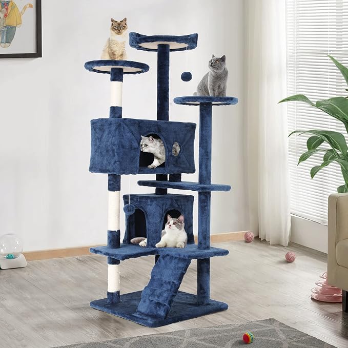 Heavy Duty Cat Tree Tower, Cat Condo, Hanging Ball by BORGEBY
