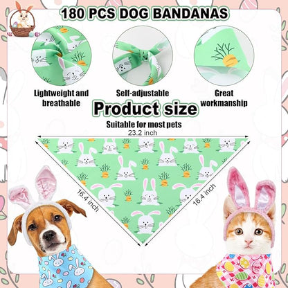 Aliceset 180 Pcs Easter Dog Bandana Bulk Spring Bandanas - Image 2