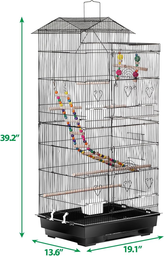 39-Inch Roof Top Bird Cage Large Flight Parrot Cage w/Toys - Image 4