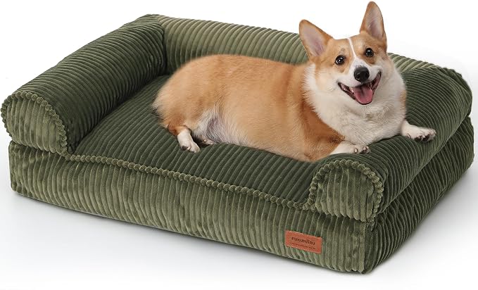 FUKUMARU Cute Dog Bed, Waterproof Corduroy Dogs Couch, 36in Orthopedic Pet Sofa by FUKUMARU
