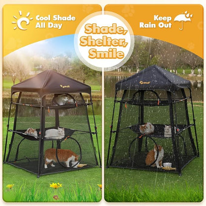 Extra Large Catio Outdoor Cat Enclosure, Rywell 3-Tier Spacious Outdoor Cat Tent - Image 8
