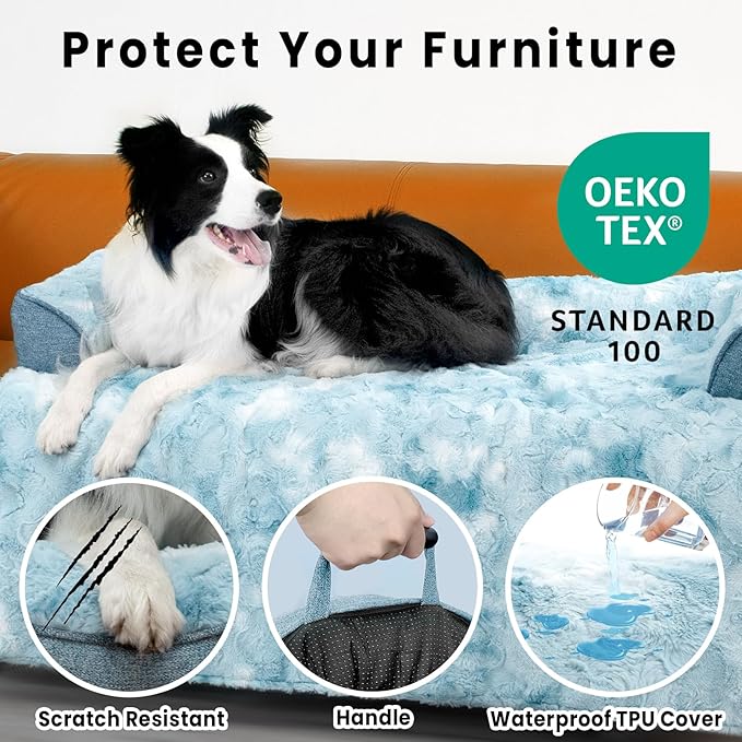 Calming Dog Couch Bed for Medium Dogs/Cats, 35 x 31 inch Waterproof Removable - Image 5