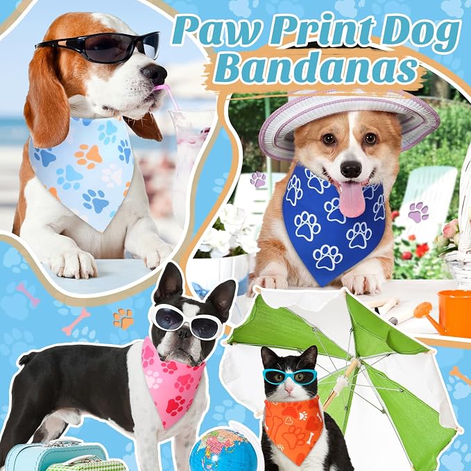 Weewooday 50 Pcs Paw Print Dog Bandanas Bulk - Image 4
