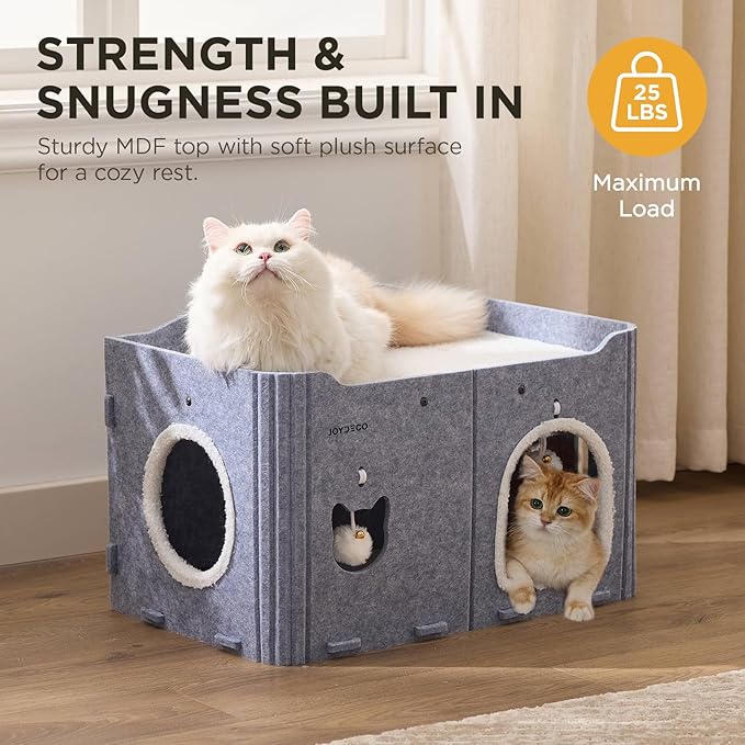 Joydeco Cat House for Indoor Cats, Extra Wide Scratch Resistant Felt Cat Condo - Image 4