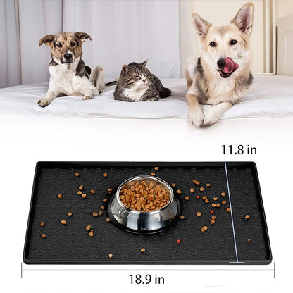 Dog Cat Pet Food Mat for Floor Dog Feeding Bowl Mat for Food and Water Raised - Image 2