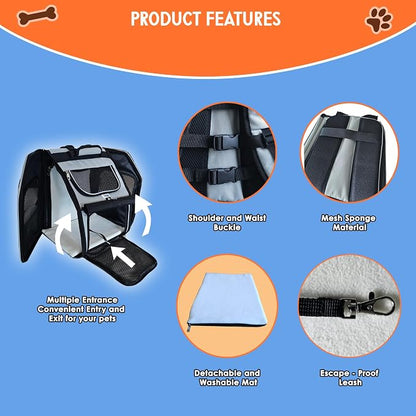 Expandable Pet Backpack Carrier – Dog & Cat, Bonus 2 Collapsible Pet Bowls - Image 5