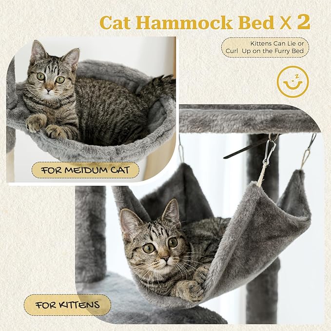 PETEPELA Floor to Ceiling Cat Tree, 92.9''-101.6''Height Adjustable Cat Tower - Image 7