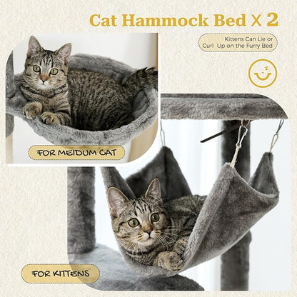 PETEPELA Floor to Ceiling Cat Tree, 92.9''-101.6''Height Adjustable Cat Tower - Image 7