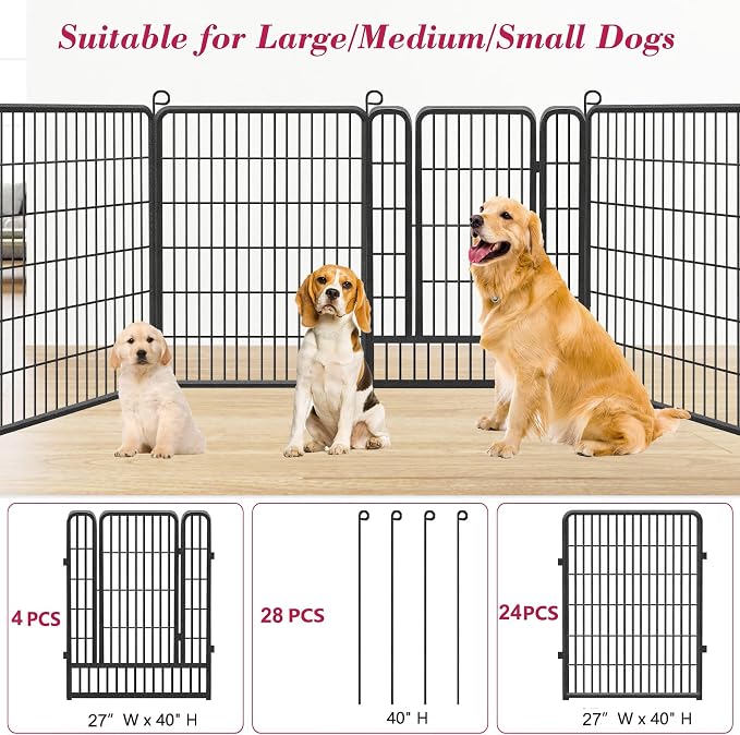 Dog Playpen 40 inch Dog Fence for Outdoor Indoor Use Heavy Duty Metal Dog Pen - Image 5