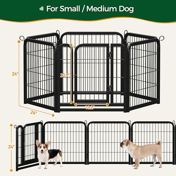 Yaheetech Dog Playpen Outdoor, 24 inch 6 Panels Dog Pen Indoor Heavy Duty Puppy - Image 6