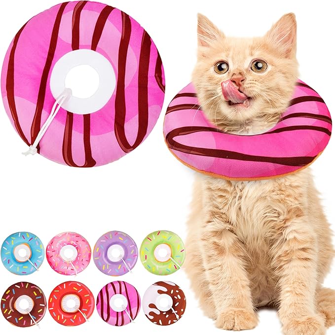 Cat Cone Collar Soft, Cute Cat Donut Collar After Surgery, Adjustable Kitten by Unknown