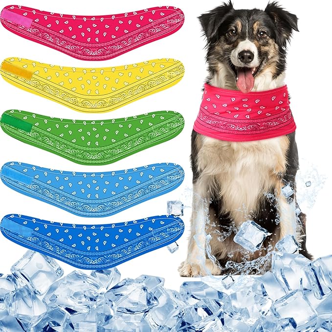 Talltalk 5 Pieces Dog Cooling Bandanas Neck Wraps Ice Scarf Pet Dog Cooling by Talltalk