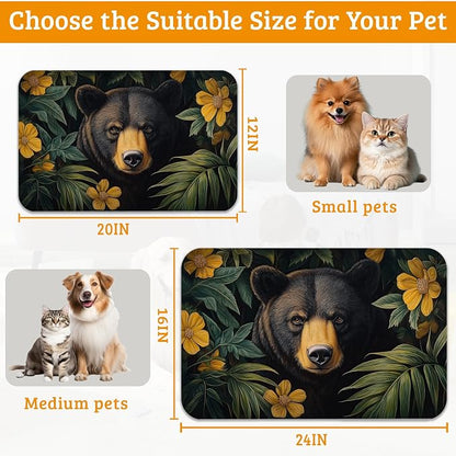 Brown Bear Dog Food Mat, Forest Absorbent Pet Feeding Mat - Image 6