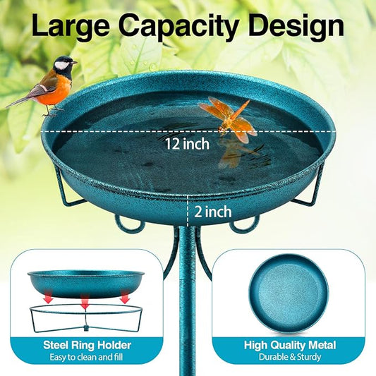 Daoeny 35In Metal Bird Bath for Outside, Vintage Freestanding Birdbaths & - Image 2