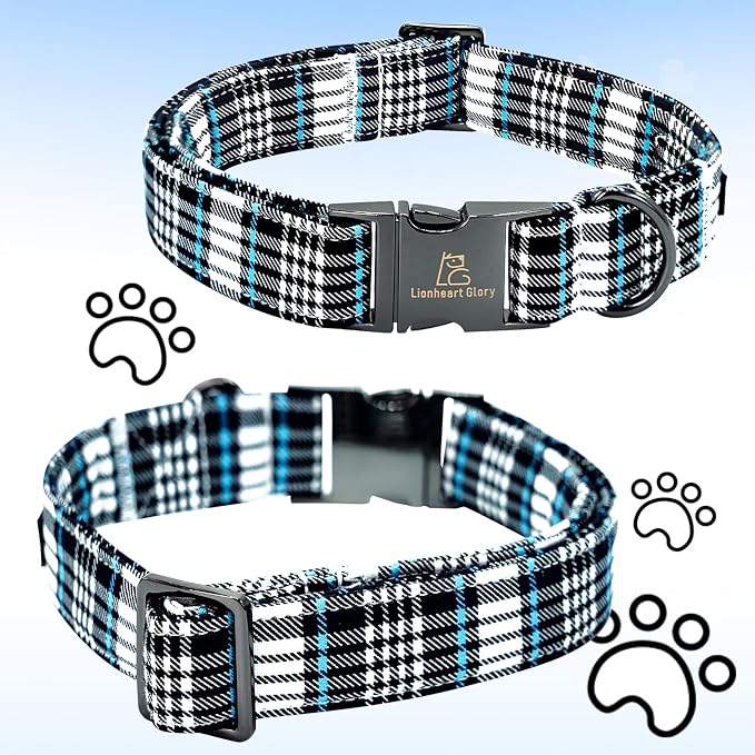 Lionheart glory Dog Bow Collar Blue and Black Plaid Dog Collar - Image 5