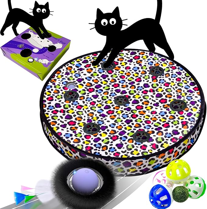 ORSDA Cat Toys for Indoor Cats, Interactive Activated Moving Ball in 7 Holes Mat by ORSDA