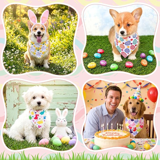 Aliceset 180 Pack Easter Dog Bandana Bulk, Easter Bandanas - Image 7