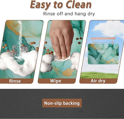 Marble Dog Food Mat for Floors, Cat Dog Bowl Mats for Food and Water, Non-Slip - Image 4
