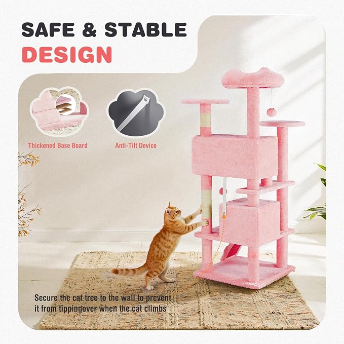 Cat Tree 54 Inch, Sisal Scratching Posts and Climbing Ladder, Pet Play Toy - Image 7
