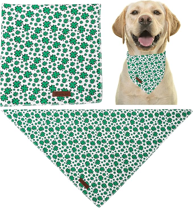 St. Patrick's Dog Bandana, UP URARA PUP Shamrock Triangle Bid Scarf - Image 4