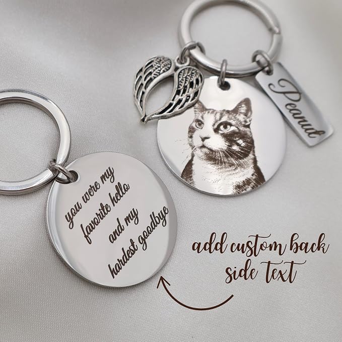 Personalized Pet Photo Engraved Keychain – Custom Dog or Cat Portrait Keepsake - Image 2