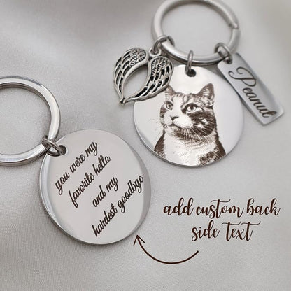 Personalized Pet Photo Engraved Keychain – Custom Dog or Cat Portrait Keepsake - Image 2