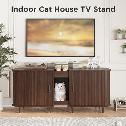 Double Litter Box Enclosure for 2 Cats, Large Indoor Cat House - Image 8