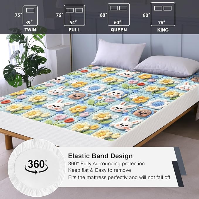 Waterproof Mattress Protector Full, Fitted Sheet Style Breathable Mattress Cover - Image 5