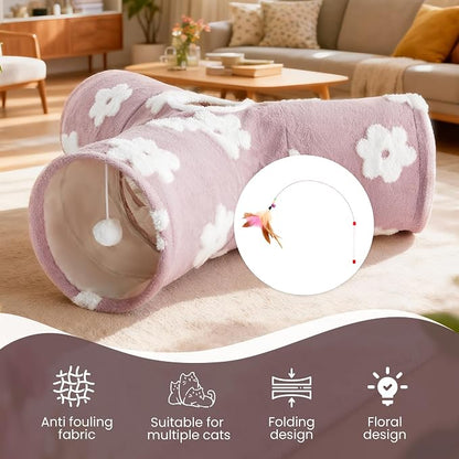 Tempcore Flannel Pet Cat Tunnel Tube Cat Toys 3 Way Collapsible, Cat Tunnels - Image 7