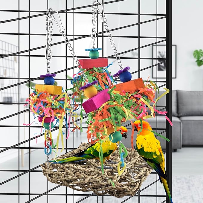 KATUMO Conure Toys, Bird Grass Swing Mat Parrot Climbing Hammock - Image 4