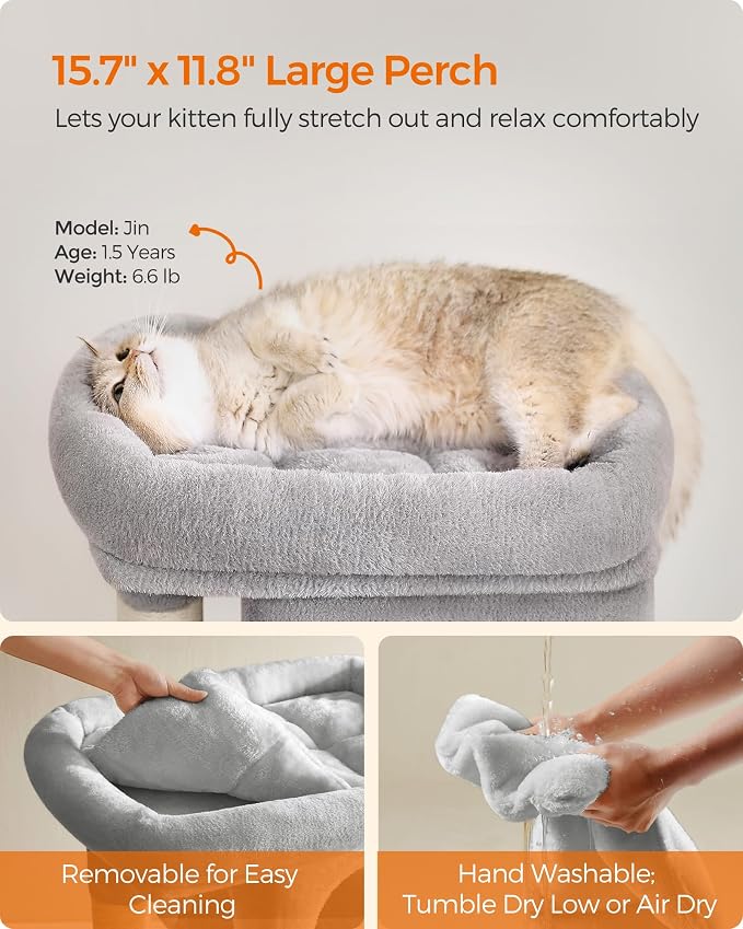 Feandrea Cat Tree, 26.4-Inch Cat Tower, Plush Condo - Image 3