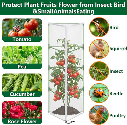 2 Pcs Garden Bird Netting for Triangle Plant Cage, Tomato Trellis Insect Bird - Image 5