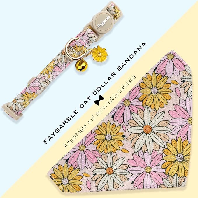 Faygarsle 2 Pack Floral Cat Collar Set - Image 5