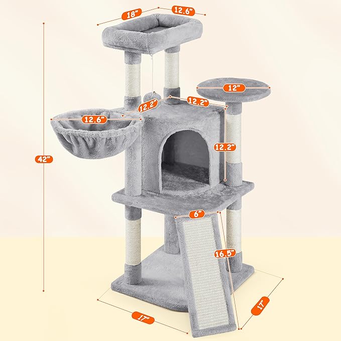 Yaheetech Cat Tree, 42in Cat Tower - Image 3