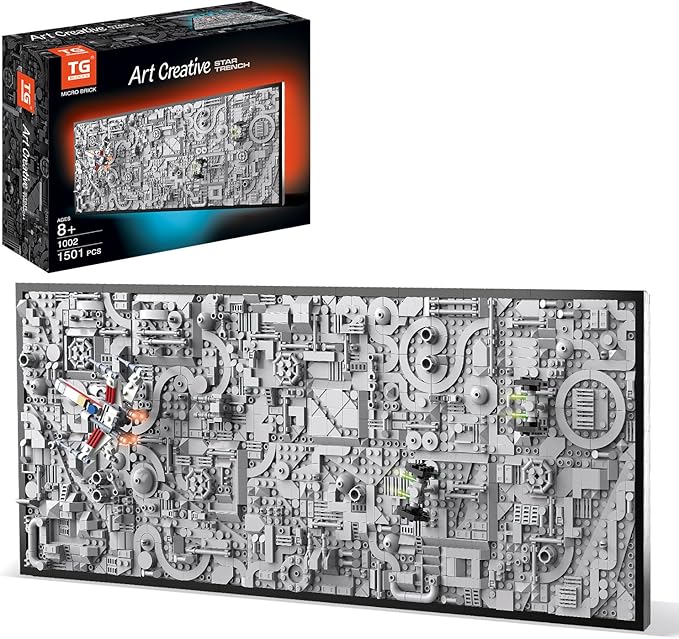 Star Trench 3D Wars Run Wall Art Craft Kit, Micro Brick Framed, Creative by TGBLOCKS