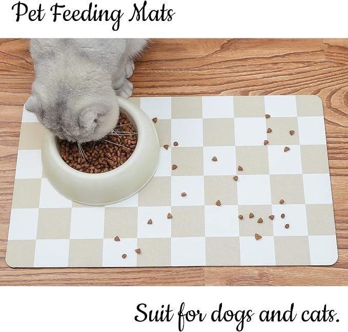 Ralxion Checkered Dog Feeding Mat, Absorbent Mats - Image 3