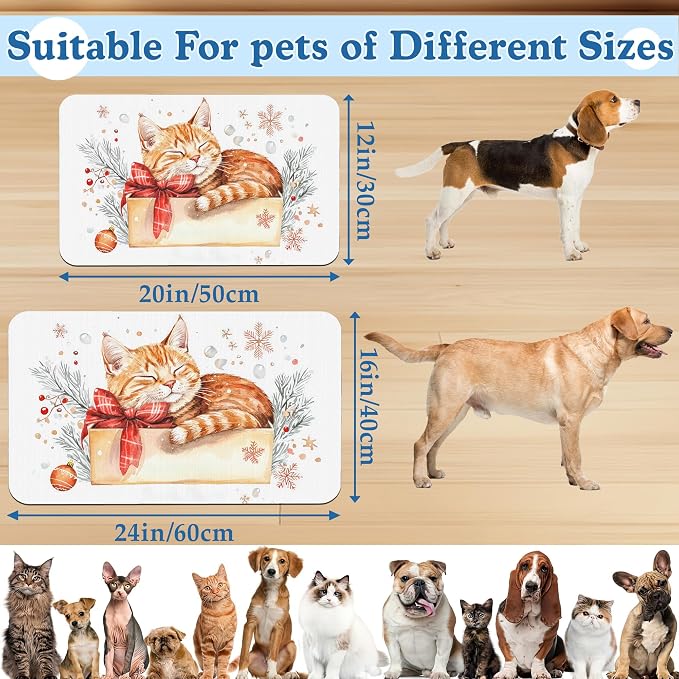 Cat Dog Cat Food Mat–Christmas Stocking Absorbent Waterproof Placemat - Image 2
