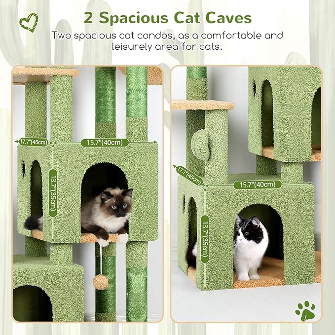 Globlazer Cactus Cat Tower for Indoor Cats, Heavy Duty Cat Trees for Large Cats - Image 3